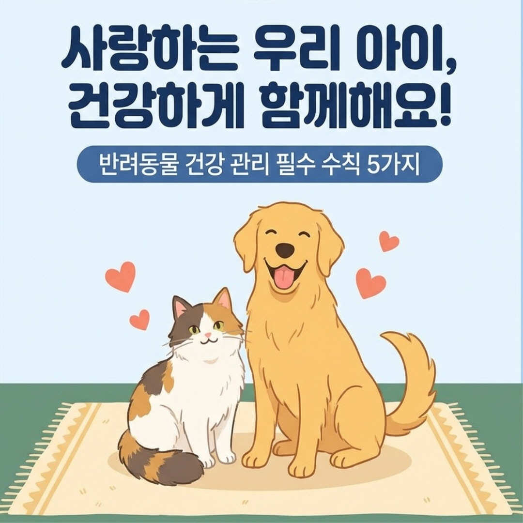 사랑하는 우리 아이,
건강하게 함께해요!
반려동물 건강 관리 필수 수칙 5가지